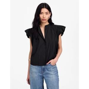 Madewell Poplin Shirred Button Up Sleeveless Shirt US Women's XXS